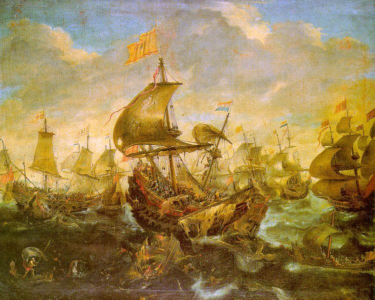 Andries van Eertvelt The Battle of the Spanish Fleet with Dutch Ships in May 1573 During the Siege of Haarlem China oil painting art